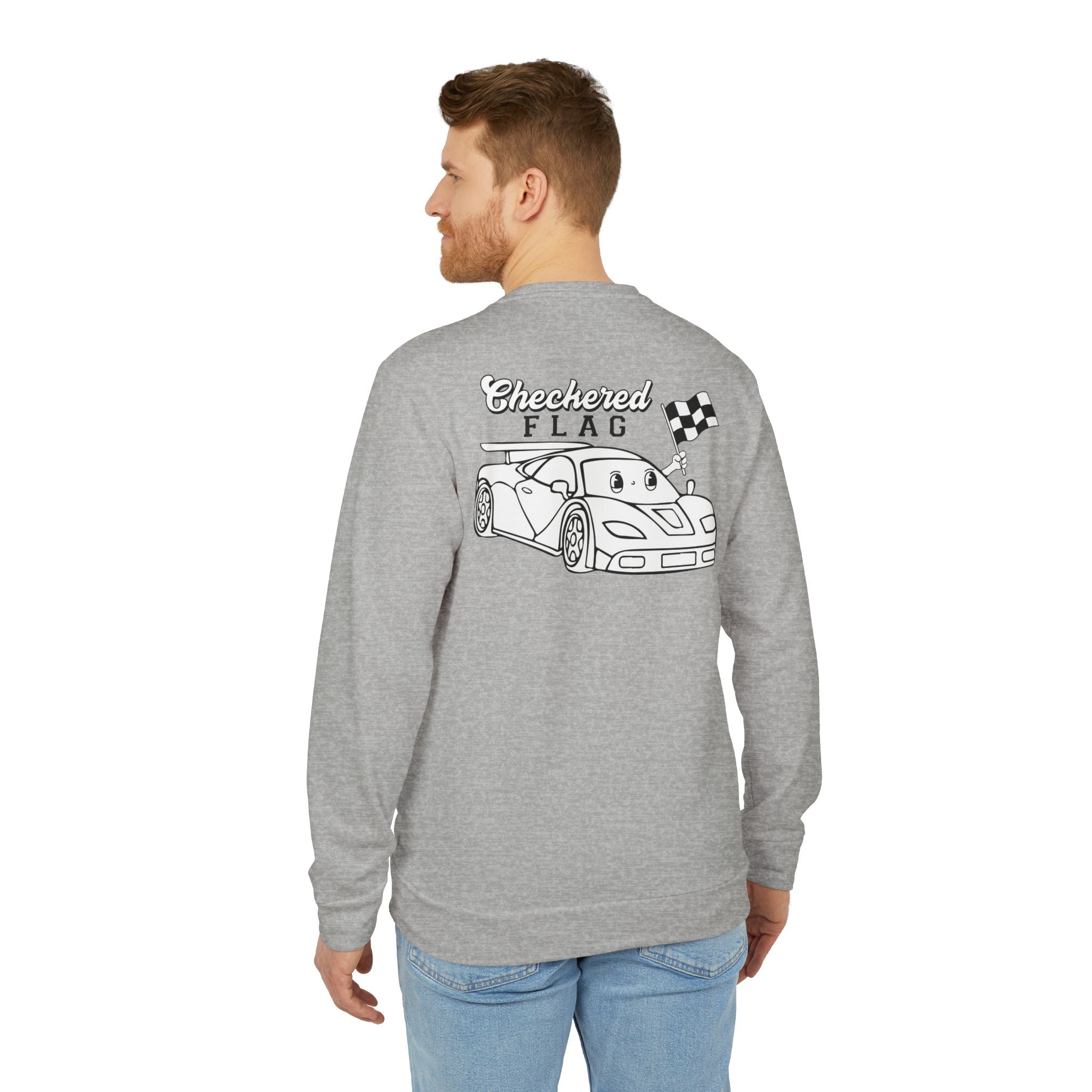 adidas Auto Racing Checkered Flag Back Print Unisex Sweatshirt