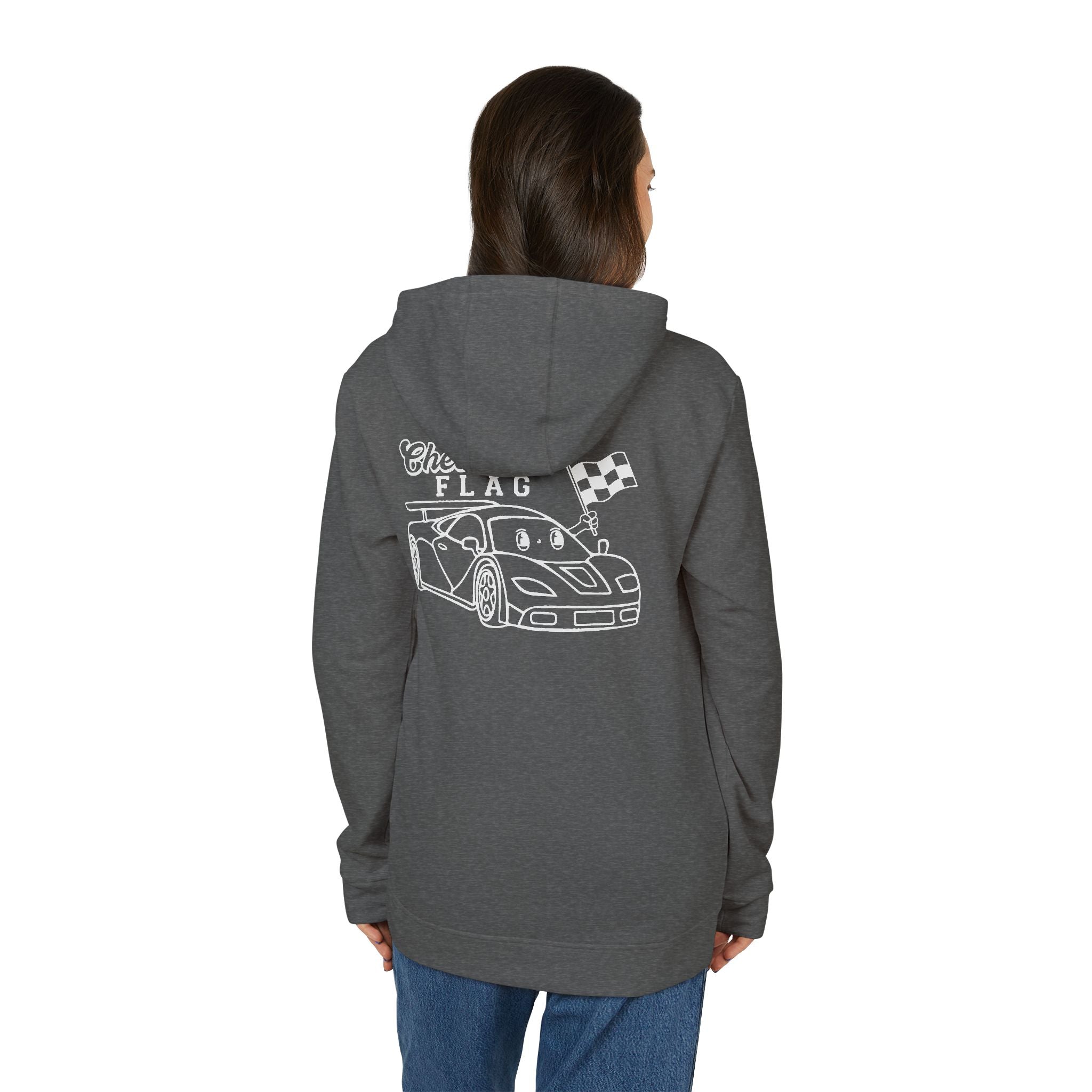 adidas Auto Racing Checkered Flag Back Print  Unisex Fleece Hoodie