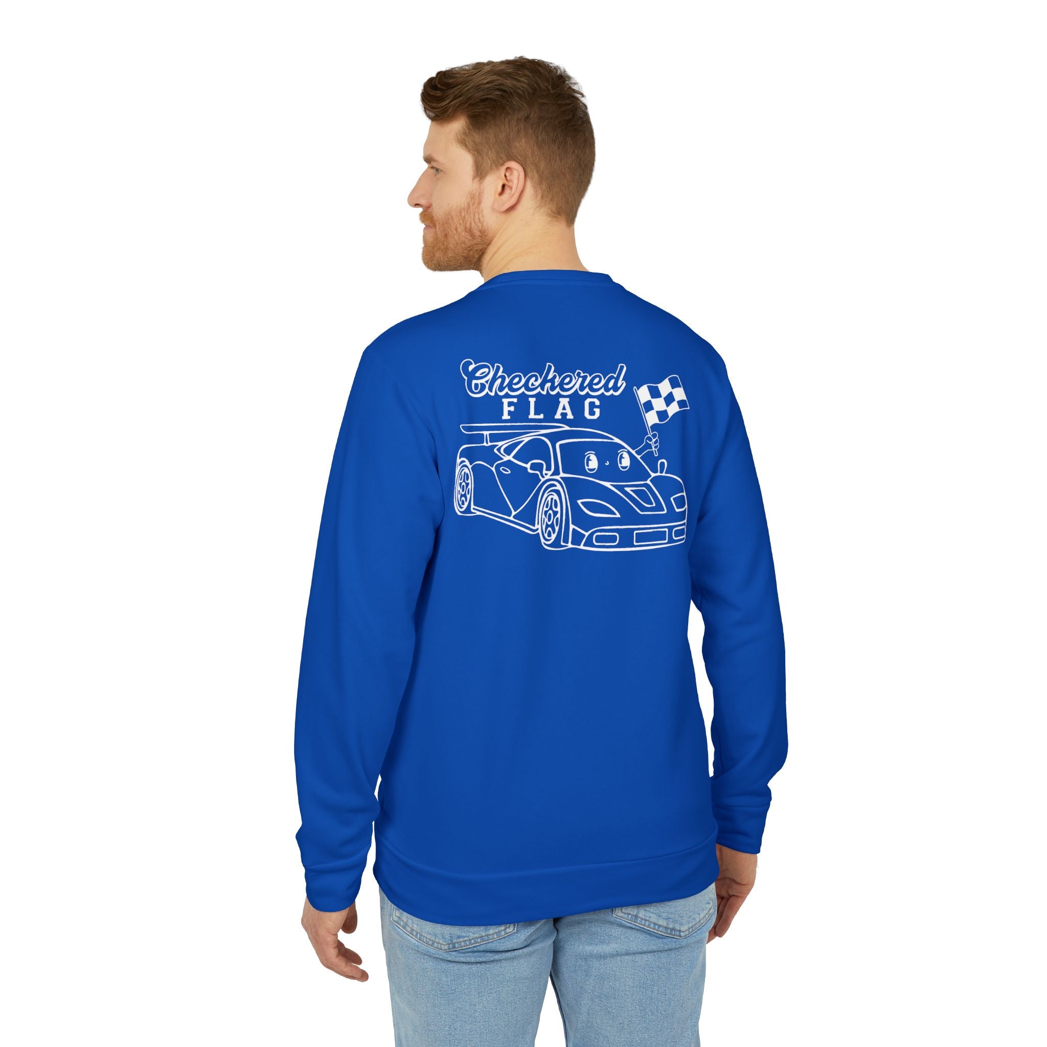 adidas Auto Racing Checkered Flag Back Print Unisex Sweatshirt