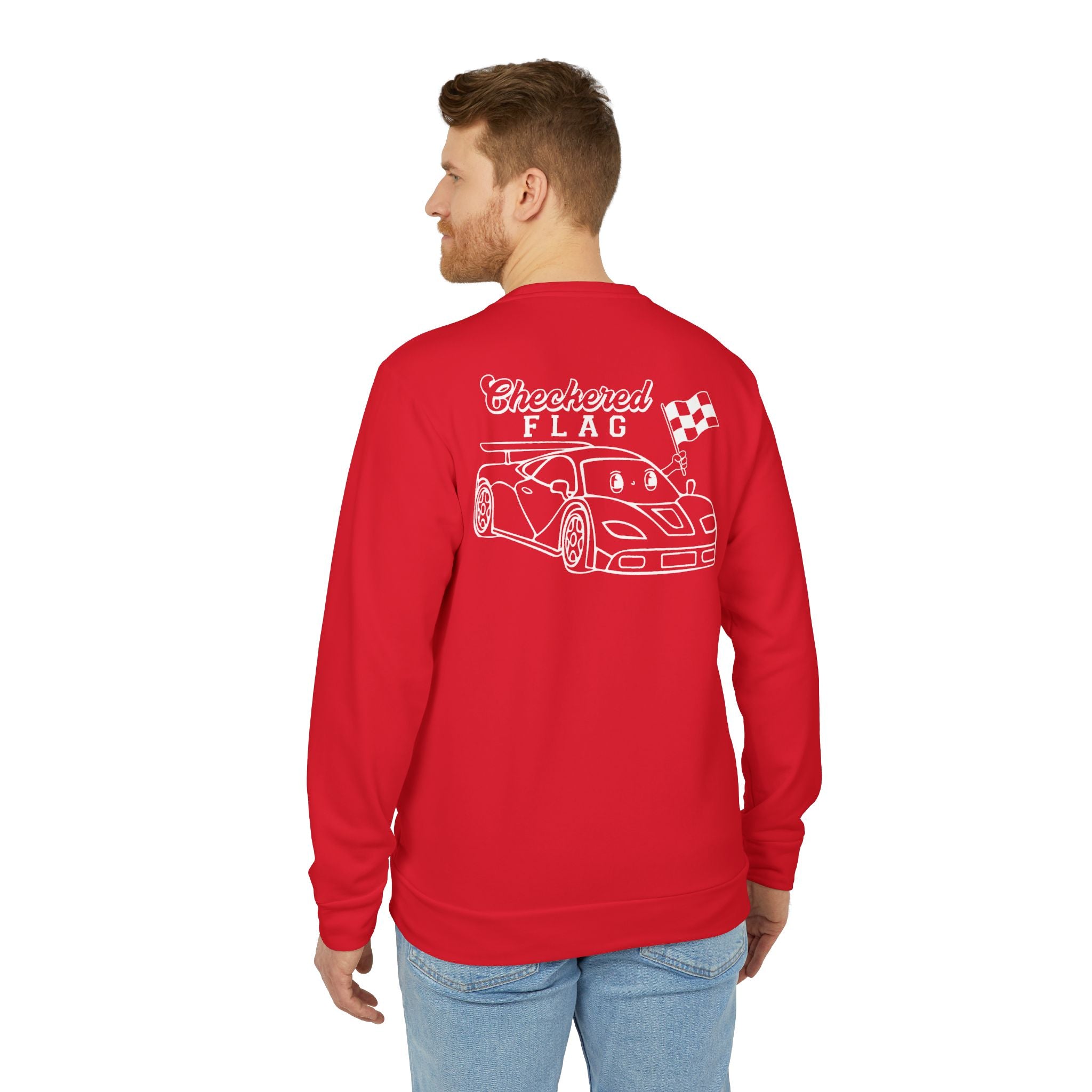 adidas Auto Racing Checkered Flag Back Print Unisex Sweatshirt