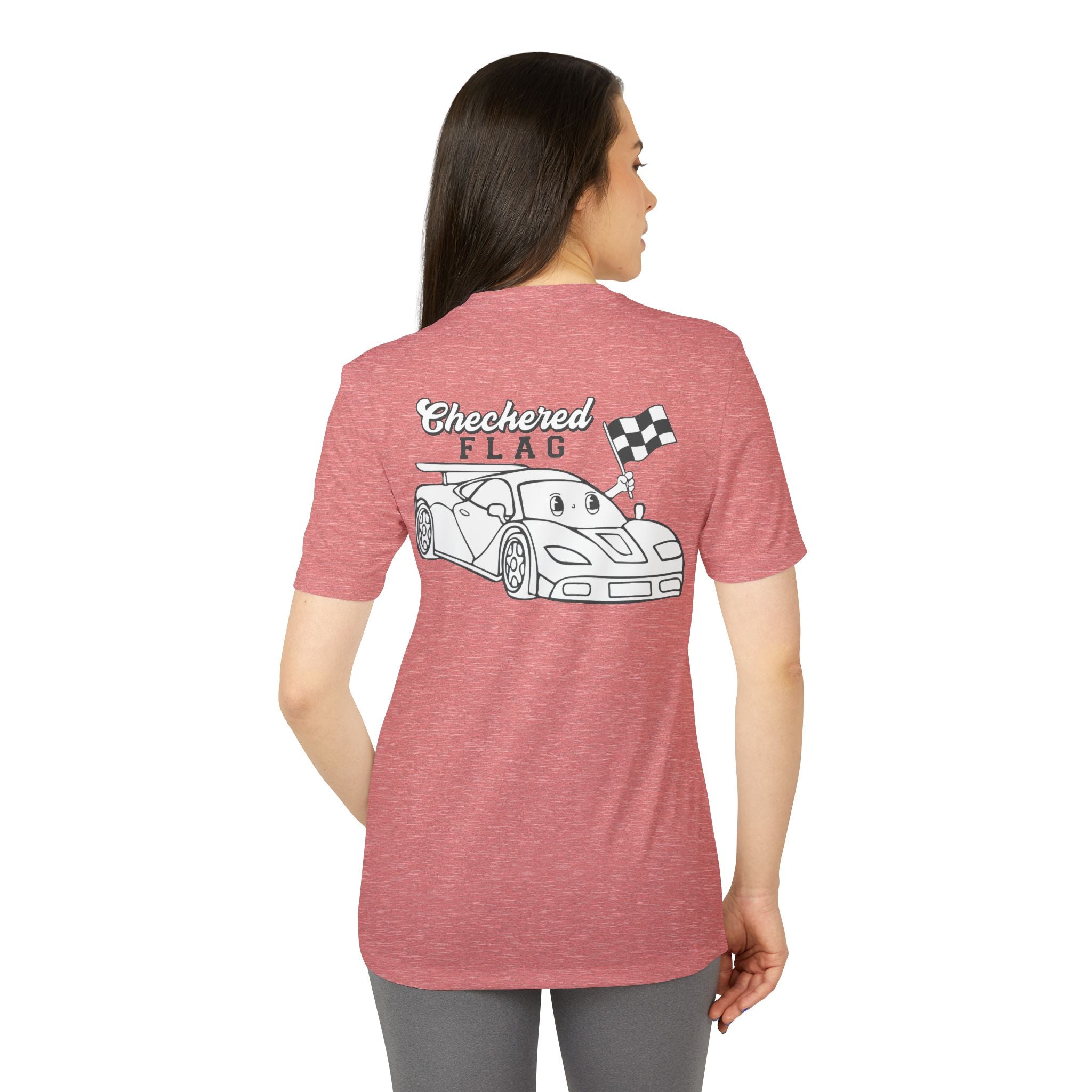 adidas Auto Racing Checkered Flag Back Print Unisex Sport T-shirt